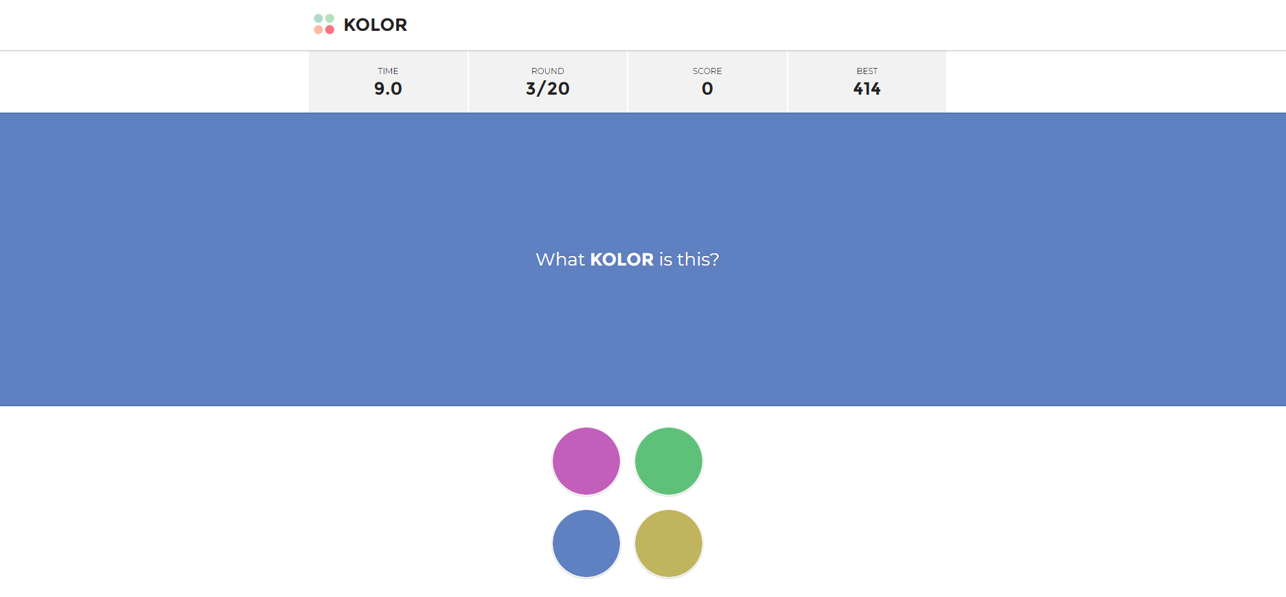 Online igrica KOLOR u kojoj se pogađaju boje.