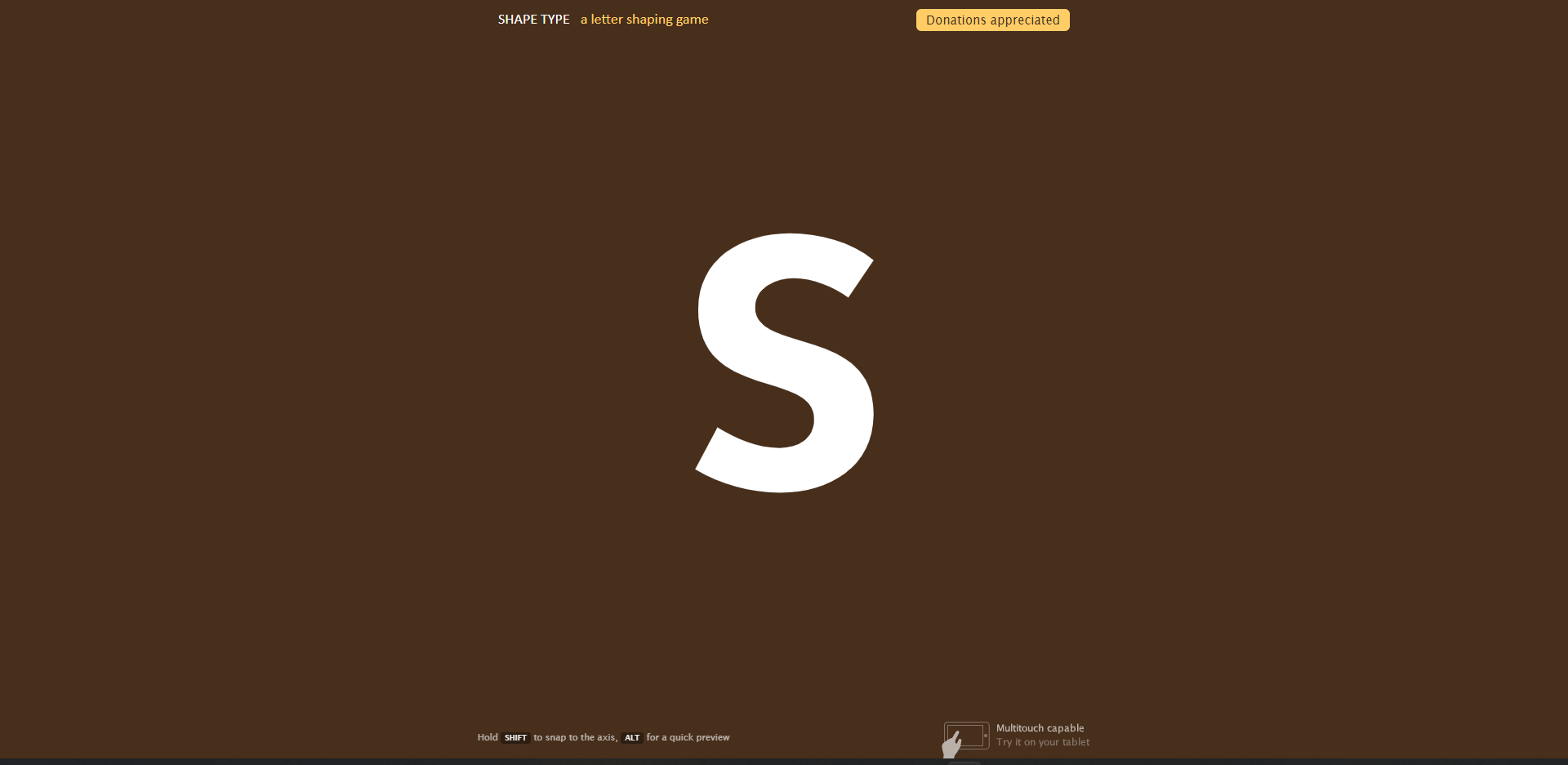 Shape Type online igrica za izradu fontova