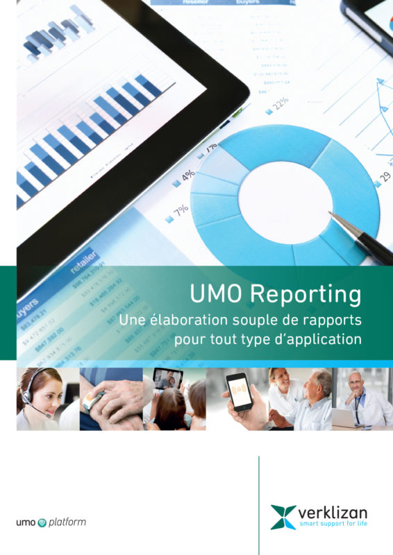 Dizajn flyera za tvrtku Verklizan. Letak prikazuje sliku sa grafovima nacrtanim na papiru te uglu uključeni tablet sa dodatnim grafikama. Ispod te slike je banner sa bijelim tekstom na zelenoj podlozi. Ispod teksta je 6 sličica koje prikazuju zadovoljne korisnike kako koriste aplikaciju na mnogim uređajima.